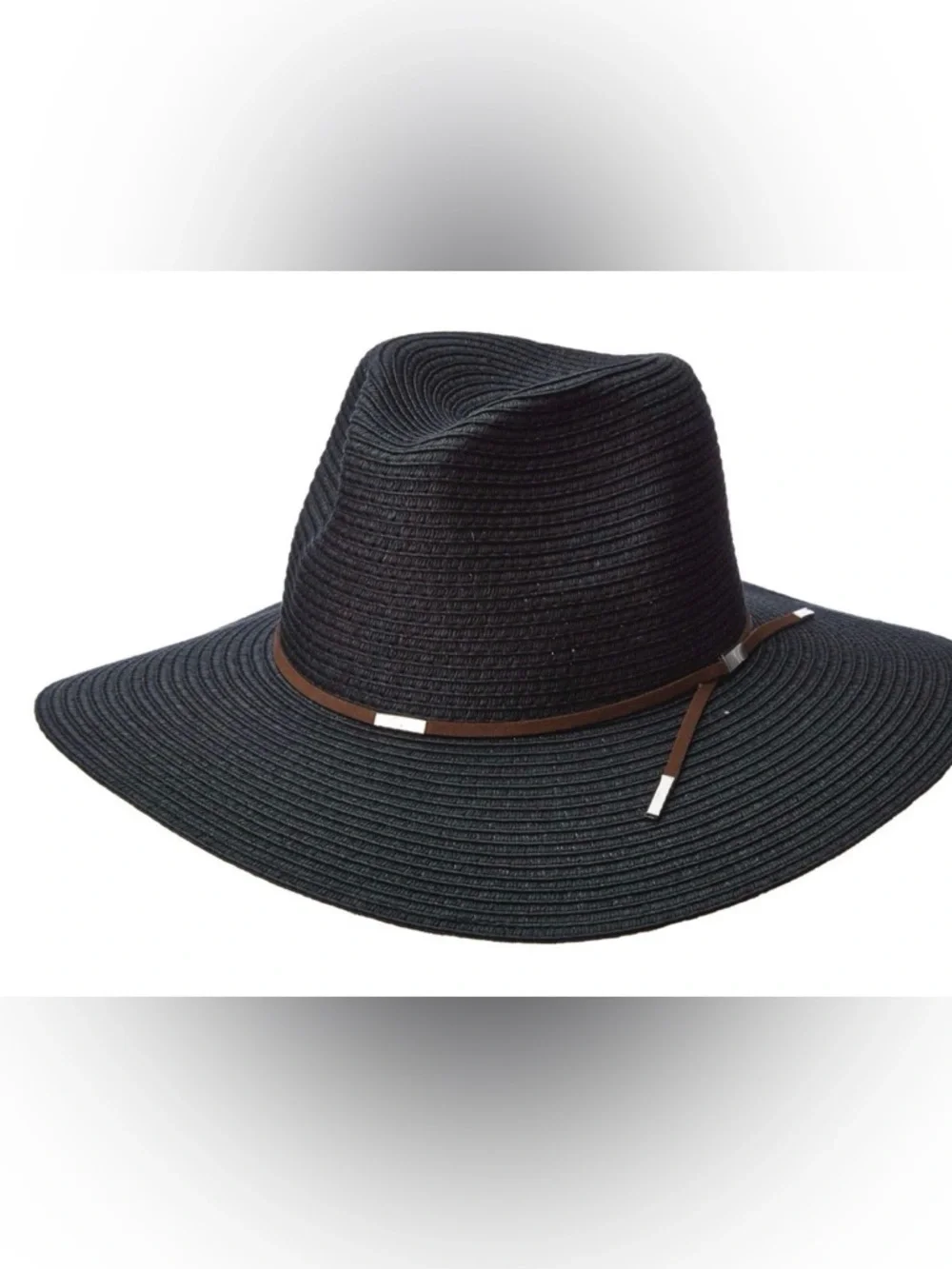 Scala Pronto Black Wide-Brim Woven Sun Hat‎